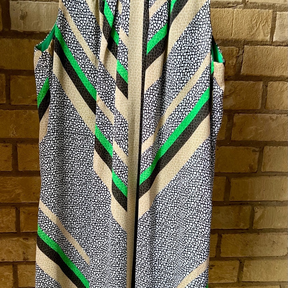 Dana Buchman Green and Tan Striped Dress